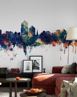 Albuquerque New Mexico Skyline Blue & Bronze Wallpaper