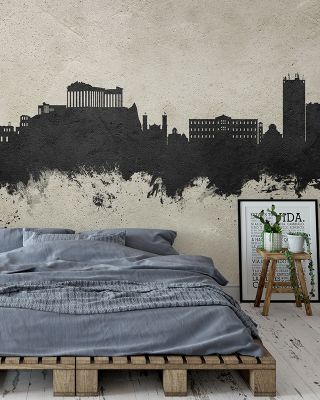 Athens Greece Skyline Concrete Wallpaper