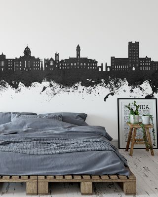 Bloomington Indiana Skyline Black & White Wallpaper