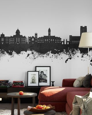 Bloomington Indiana Skyline Black & White Wallpaper