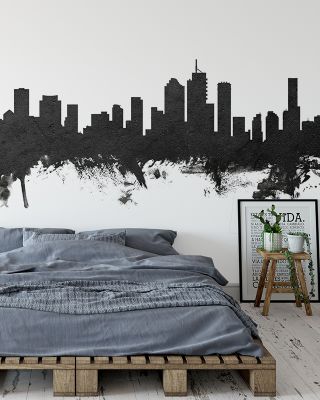 Brisbane Australia Skyline Black & White Wallpaper