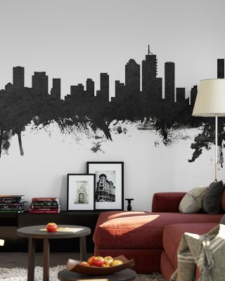 Brisbane Australia Skyline Black & White Wallpaper