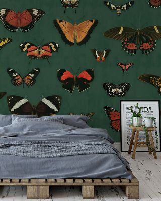 Butterfly Collection Green Wallpaper