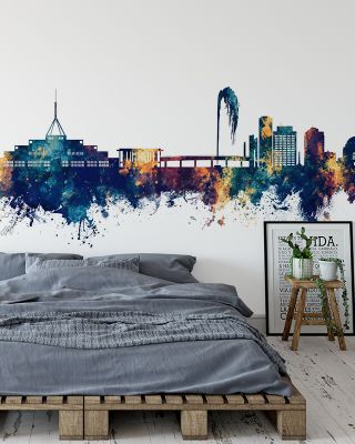 Canberra Skyline Blue & Bronze Wallpaper