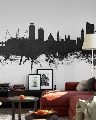 Cardiff Wales Skyline Black & White Wallpaper