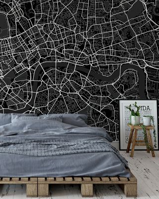 Central London Skyline Black Wallpaper