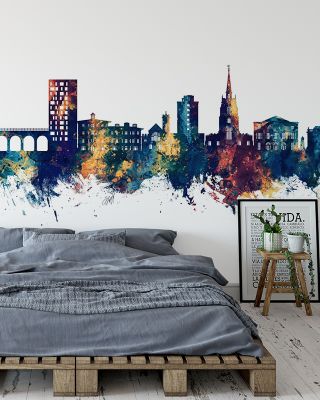 Chelmsford England Skyline Blue & Bronze Wallpaper