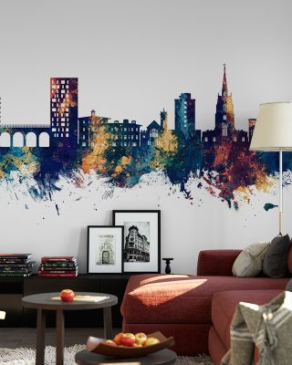 Chelmsford England Skyline Blue & Bronze Wallpaper