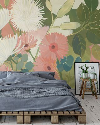 Chrysanthemums and Daisies I Floral Wallpaper