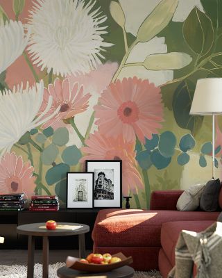 Chrysanthemums and Daisies I Floral Wallpaper