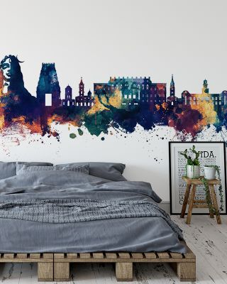 Coimbatore India Skyline Blue & Bronze Wallpaper