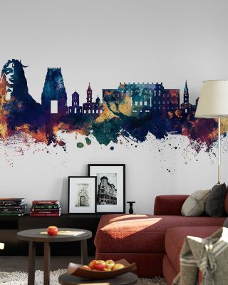 Coimbatore India Skyline Blue & Bronze Wallpaper