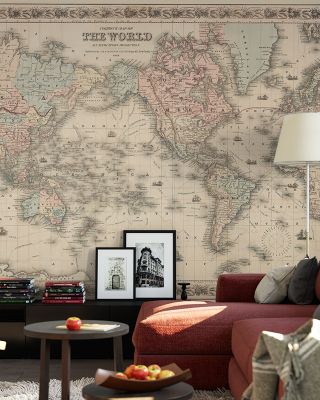 Colton's World Map 1858 Vintage Wallpaper