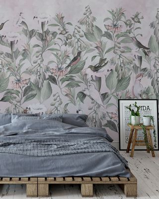 Datura Gray Floral Wallpaper
