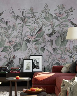 Datura Gray Floral Wallpaper