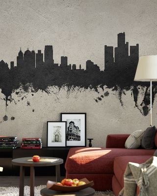 Detroit Michigan Skyline Concrete Wallpaper