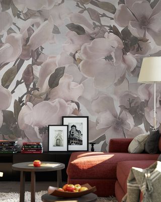 Dreaming of Magnolias Pink Floral Wallpaper