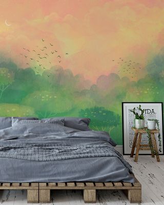 Dreamy Landscape Peach Scenic Wallpaper