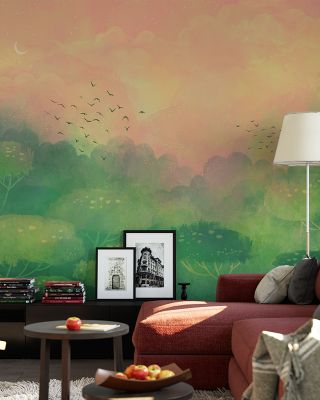 Dreamy Landscape Peach Scenic Wallpaper