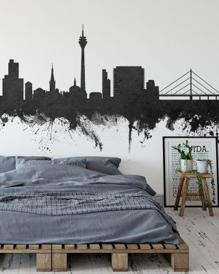 Düsseldorf Germany Skyline Black & White Wallpaper