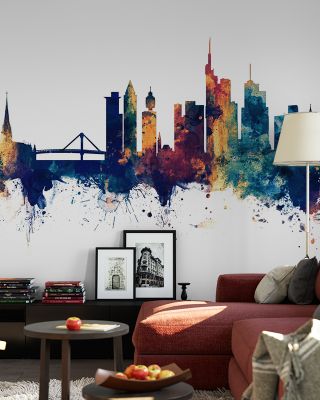Frankfurt Skyline Blue & Bronze Wallpaper
