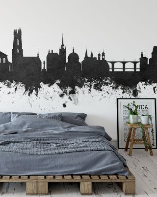Fribourg Switzerland Skyline Black & White Wallpaper