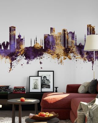 Fujairah Skyline Purple & Gold Wallpaper