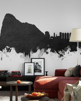 Gibraltar Skyline Black & White Wallpaper