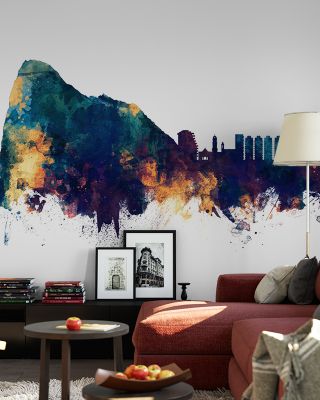 Gibraltar Skyline Blue & Bronze Wallpaper