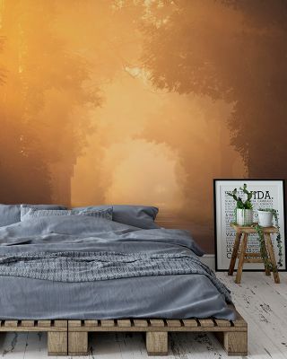 Golden Misty Hour Scenic Wallpaper