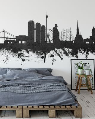 Gothenburg Skyline Black & White Wallpaper