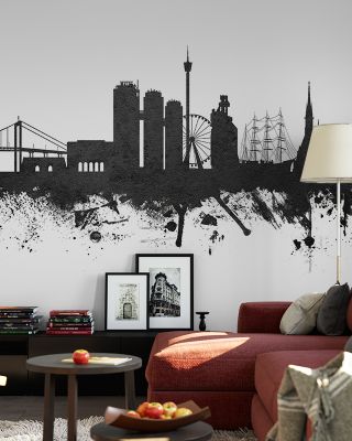 Gothenburg Skyline Black & White Wallpaper