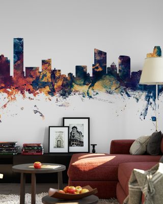Grand Rapids Michigan Skyline Blue & Bronze Wallpaper