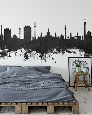 Hannover Germany Skyline Black & White Wallpaper