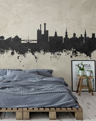 Iowa City Skyline Concrete Wallpaper