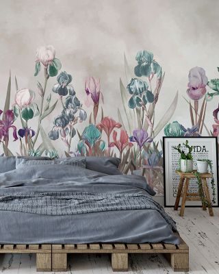 Iris Field Beige Floral Wallpaper