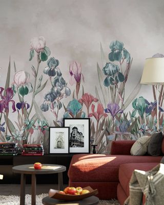 Iris Field Beige Floral Wallpaper