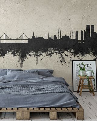 Istanbul Turkey Skyline Concrete Wallpaper