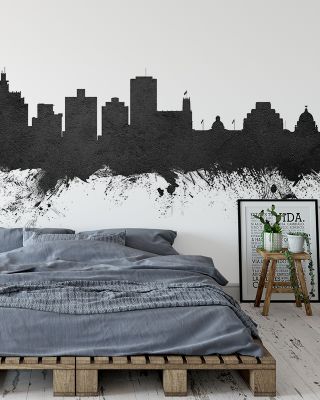 Jackson Mississippi Skyline Black & White Wallpaper