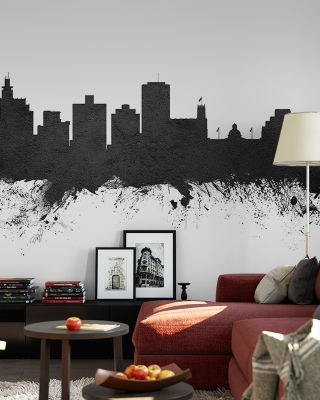 Jackson Mississippi Skyline Black & White Wallpaper