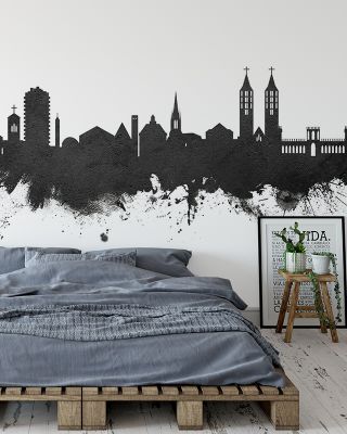 Kassel Germany Skyline Black & White Wallpaper