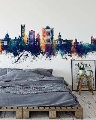 Kingston Canada Skyline Blue & Bronze Wallpaper