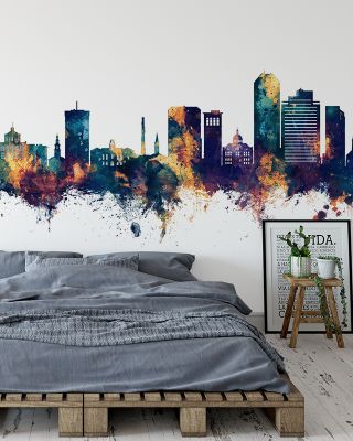 Lexington Kentucky Skyline Blue & Bronze Wallpaper