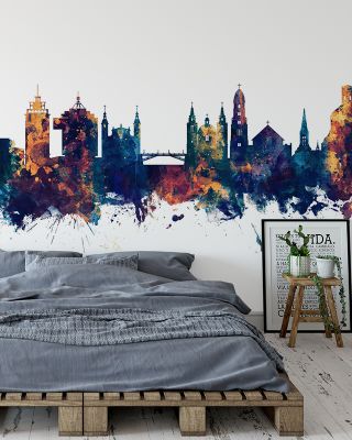 Ljubljana Slovenia Skyline Blue & Bronze Wallpaper