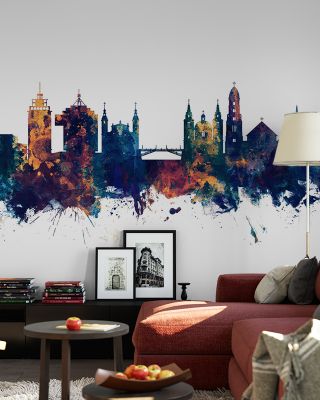 Ljubljana Slovenia Skyline Blue & Bronze Wallpaper