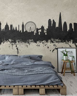 London Skyline Concrete Wallpaper