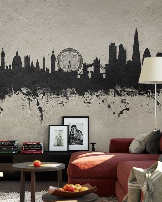 London Skyline Concrete Wallpaper