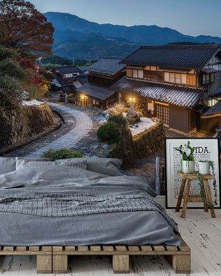 Magome Town at Night Scenic Wallpaper