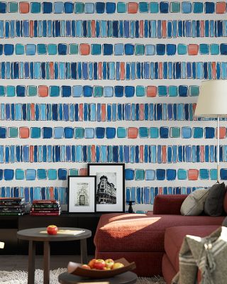 Maritime Frequencies Blue and Red Abstract Wallpaper