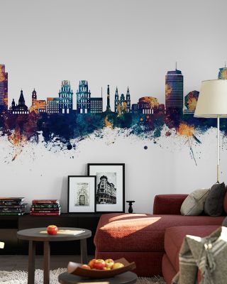 Minsk Belarus Skyline Blue & Bronze Wallpaper